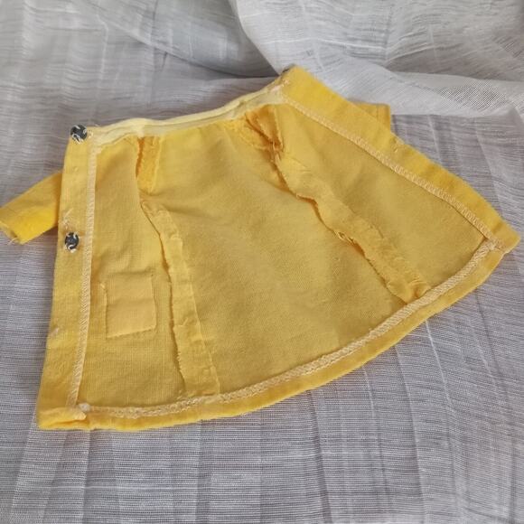 VTG Barbie Yellow Velvet Coat CLONE Clothes Button Flower Detail Jacket NO DOLL - Picture 7 of 8
